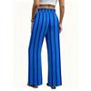 Pantaloni da Donna a Gamba Larga a Righe con Coulisse in Vita, Elastico e Vestibilità Rilassata per Uso Casual e Quotidiano