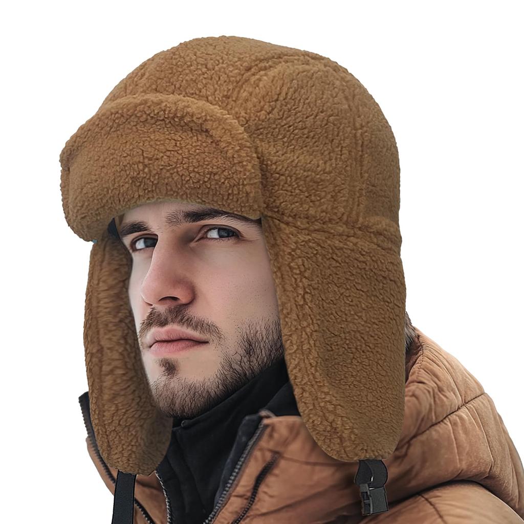 Clape Flight Pilot Cap with Ear Solid Cold Weather Russian Warm Cap, Flaps, Color, Protection, Winter, Outdoor, Skiing, Snowboarding, Commuting,