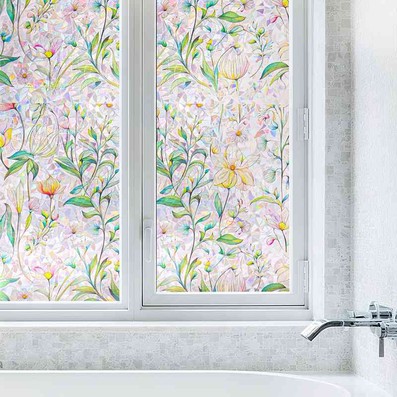 Window Stickers Vibrant Floral and Leaf Pattern Window Decals
