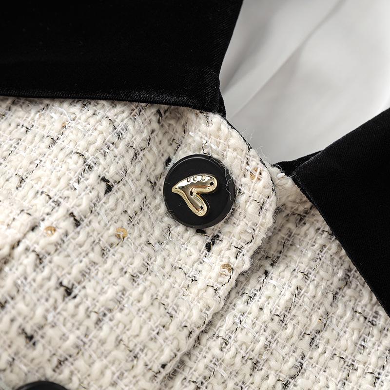 French Light Luxury Sequin Tweed Jacket + Pleated Midi Skirt Set