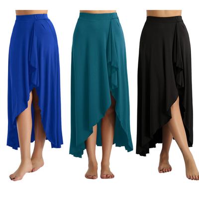 Latin Dance Rock Frauen Asymmetrische Elastische Taille Tanzen Rock Damen Ballsaal Rock