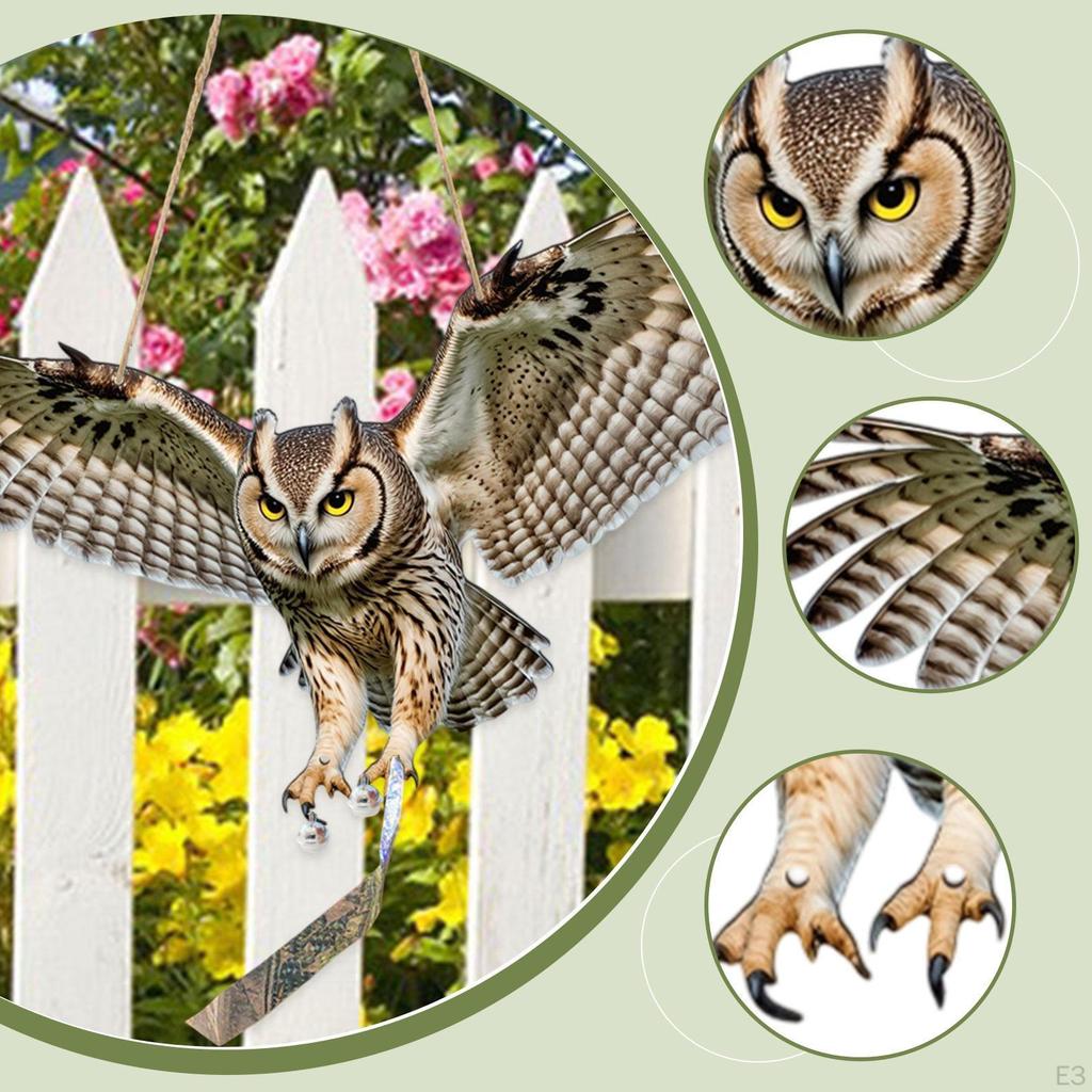 Dekorativní závěsný pták sova s provázkem a stuhou PP ozdoba na plot dokonalá venkovní