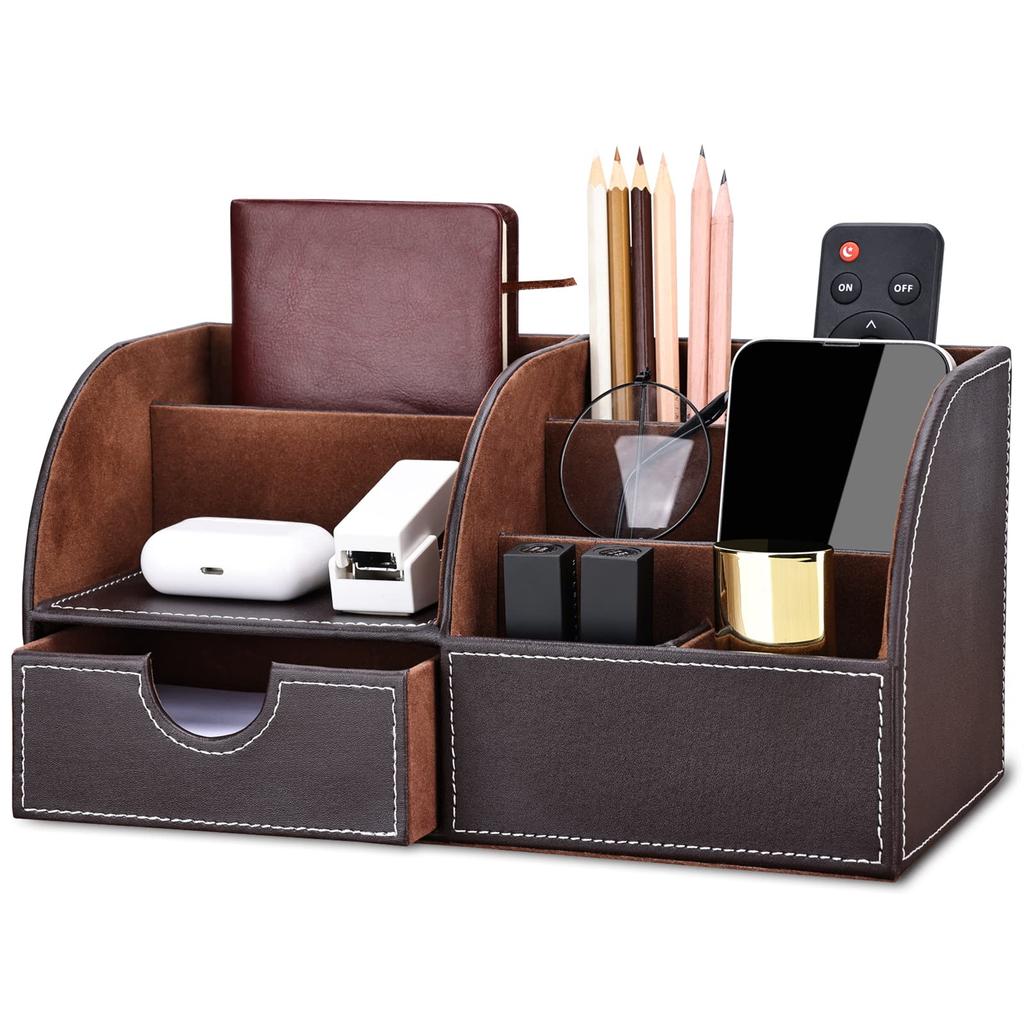 PU Leather Desk Organizer Pencil Holder Office Supplies Caddy Stationery Holder for Home School and Office Supplies