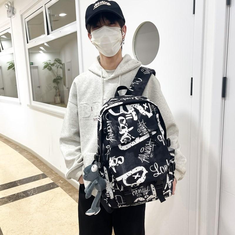 Schulrucksack Neu Große Kapazität Graffiti Schülertasche Street Trendy Cool Herren Rucksack Studentin Reise Schultasche Hochwertige Tasche