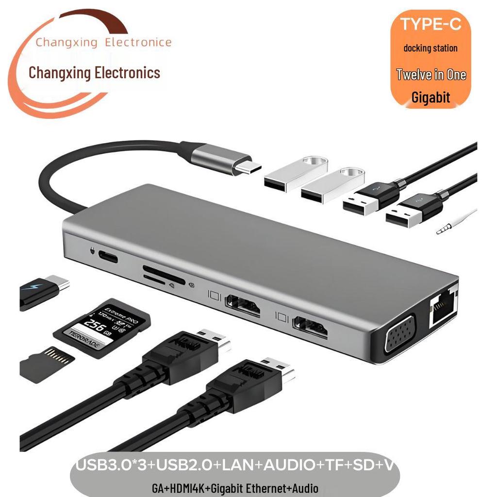 8-in-1 Type-C Hub: Multifunctional Card Reader & USB Network Expansion Dock