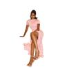 2025 New European and American Style Ins Foreign Trade Women's Clothing Sexy Waist Twist Split Short Sleeve Dress Slim Dress