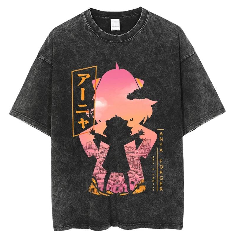 Spy X Family The Doggy Crisis Character Collage Vintage Washed Anime TShirt Unisex Spy Comedy Anime Fan Streetwear Tee Cotton Casual M