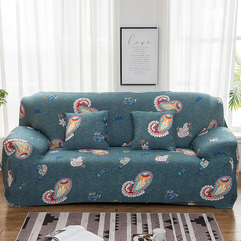 Stretch Milk Silk Printed Plants And Flowers Sofa Cover Stain Resistant Slipcover Breathable All-Season Full Wrap Slipcovers