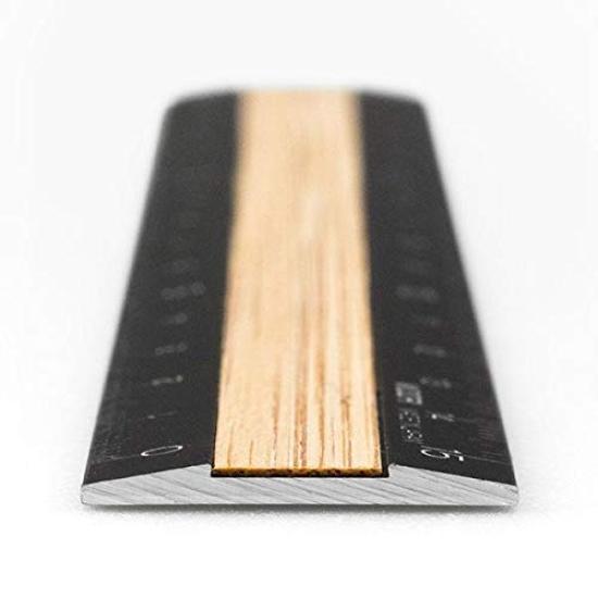 Midori Aluminum Wood 42270006 of & Ruler, 15cm, Black, (Pack 2)