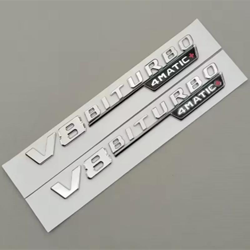 2pcs 3D ABS V8 Biturbo 4matic Car Fender Side Emblem For Mercedes Benz C63S W205 E63S W213 S63 W222 GLC63S X253 GLE63S W167 AMG