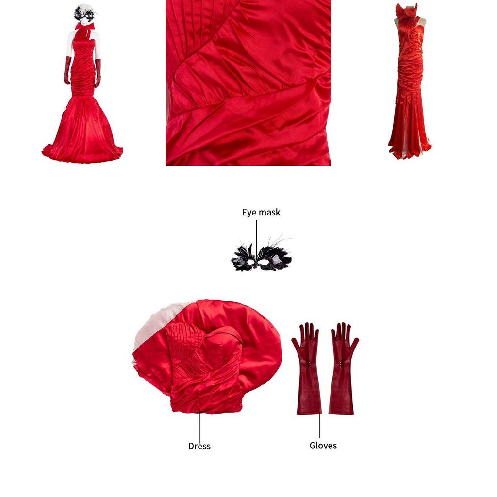 Hochwertiges Cruella De Vil Cosplay Kostüm für Damen Mit Komplettset Und Maske