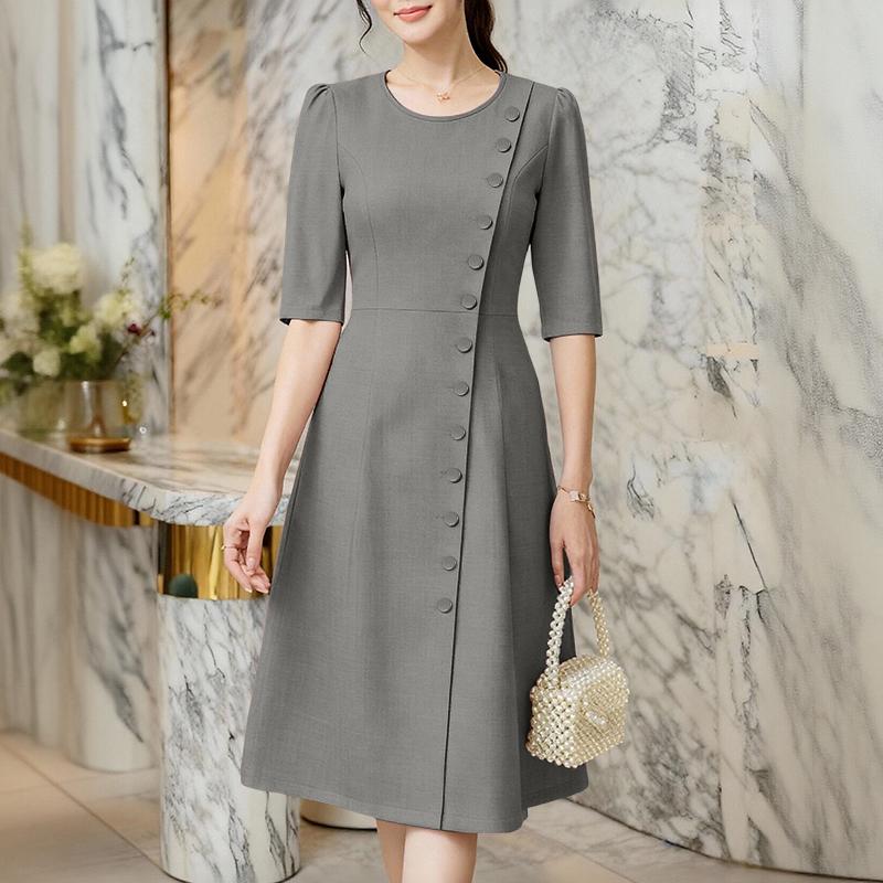 ZANZEA Women Casual Round Neck Elegant Summer Short Sleeve Dress