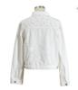 Women's Plus Size Beaded Rhinestone Denim Jacket - Light Blue, Loose Fit