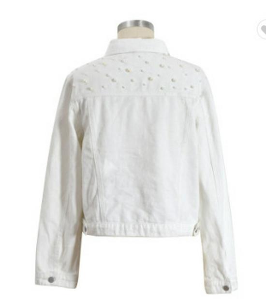 Women's Plus Size Beaded Rhinestone Denim Jacket - Light Blue, Loose Fit