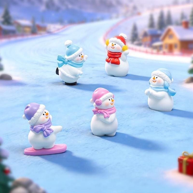 Mini Snowman Figurine Waterproof Mini Christmas Doll Ornament for Micro Landscape DIY Garden Patio Xmas Decor