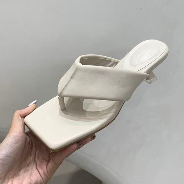 Sexy Women Flip -Flops Square Toe Stilettos Sandals Fad Dress Ladies Low Heels Shoes Summer New Casual Slides Women Slippers