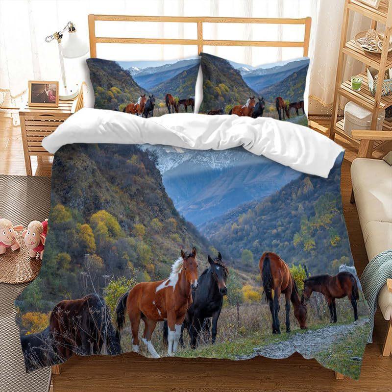Blue Sky Silver Aircraft Three-Piece Quilt Cover Digital Printing Bedding Set Bed Cover