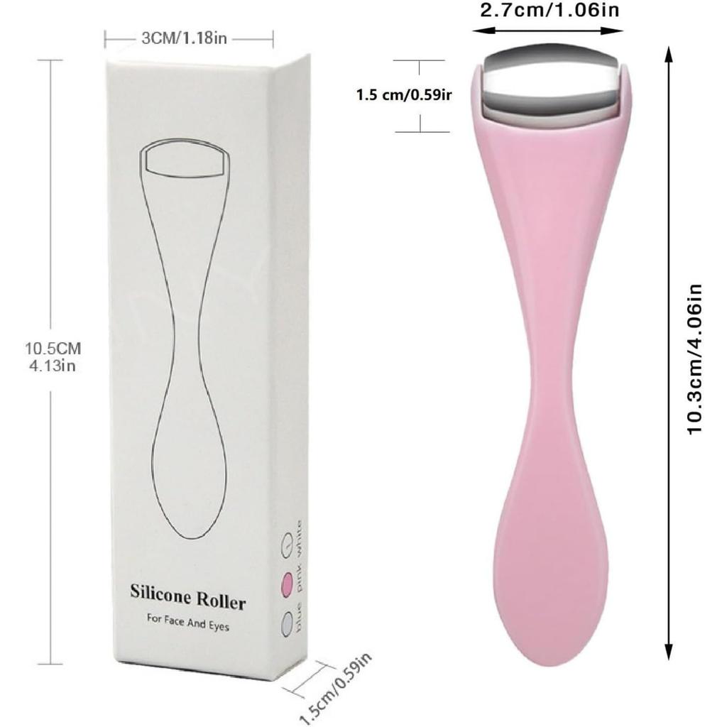 Mini Eye Face Rollers Massager 304 Stainless Steel Ice Silicone Roller for Relief Pain Skincare Facial Women Girl Gift