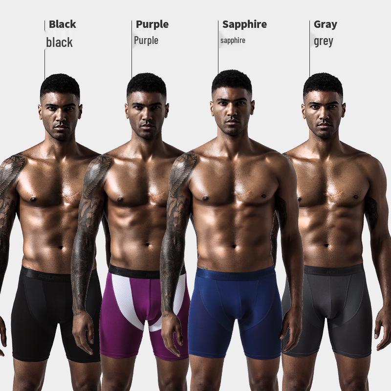 Men's Anti-Chafing Modal Quick-Dry Long Leg Running Boxer Briefs