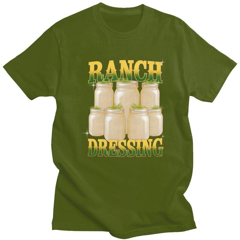Mens Ranch Dressing Meme T Shirts Pure Cotton Short Sleeve Funny Food Humor Tee Shirt Casual Loose Fit Streetwear Clothing