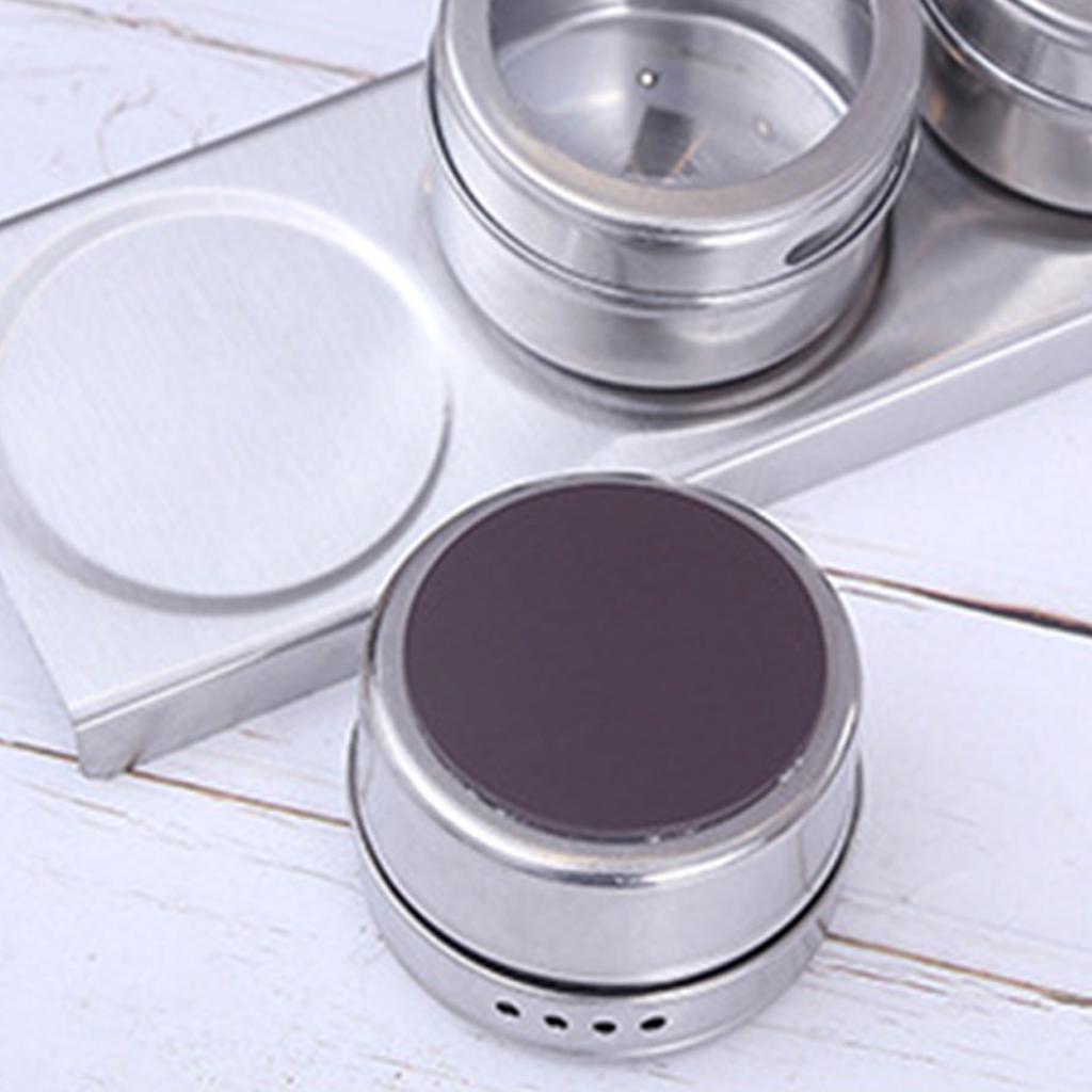 12 Piece Magnetic Stainless Steel Spice Jars Set Kitchen Storage Containers With See Through Lid For Home Cooking Outdoor BBQ