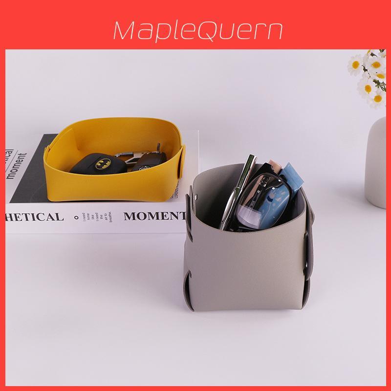 Nordic Minimalist Leather Desk Organizer With Foldable Design For Home Office And Study