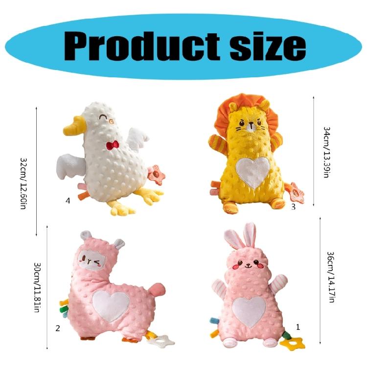 Soft Plush Stuffed Animal Teething Toy for Babies with Cracker Paper Teether and Texture Designs for Newborns Comfort