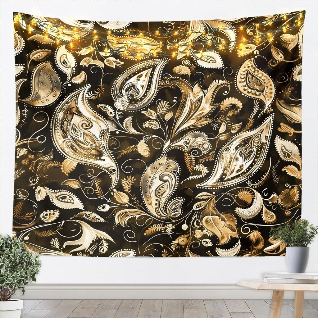 Kids Black White Wall Hanging Blanket for Boys Girls Teens Antique Victorian Baroque Wall Art Breathable Gothic Vintage Floral