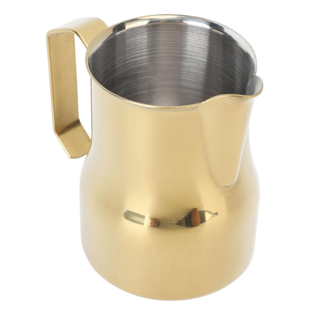 Milk Frother Cup 350ml 304 Stainless Steel Pointed Mouth Foaming Cup Milk Coffee Frothing Pitcher Gold