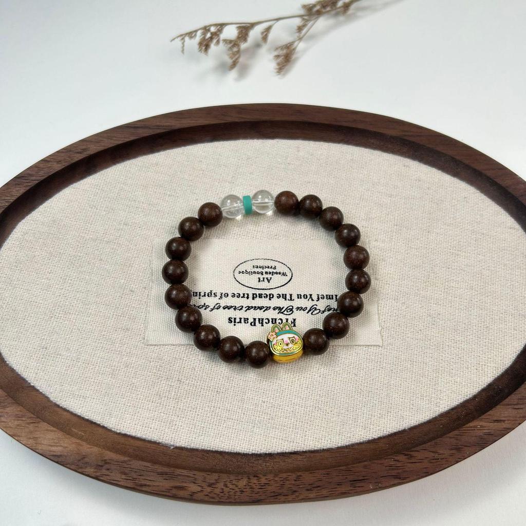 Sandalwood & Agarwood Beaded Bracelet with Pine & Crystal - Antique Chinese Medicine-inspired Soothing Playthings.
