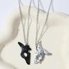 2PCS Antique Silver-plated Necklace Couple Vintage Style League of Legends Peripheral Sheep and Wolf Pendant Jewelry Fans Gifts