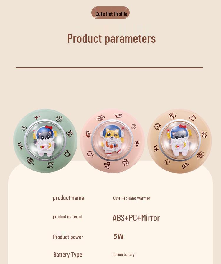 Portable Space Capsule Hand Warmer, Charger & LED Mirror