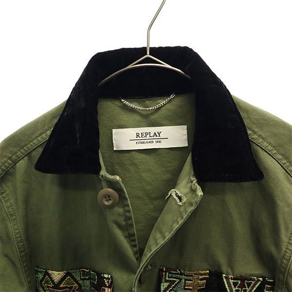 Replay Langarm Hemdjacke XS khaki Herren Gebraucht