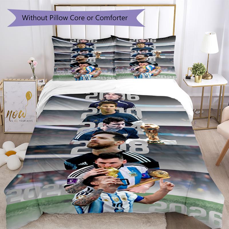 Football Messi Comforter Cover Set Suitable for Dormitory Lightweight Perfect Gift for Friends Family