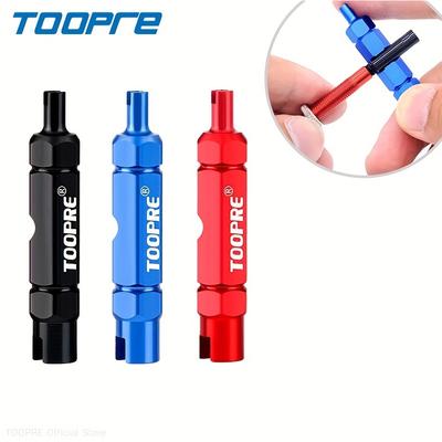 French-Style Tool Laser TOOPRE Three-in-One Bicycle Valve Core Remover - Compact Aluminum Alloy Tool for Schrader and Presta Valves, Non-Slip Grip