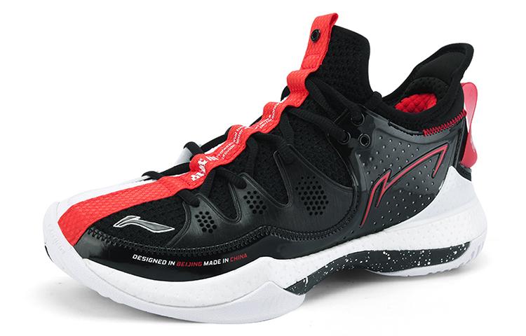 Li Ning Badminton Shoes Unisex Mid Top Black/White/Red AYAS024-2