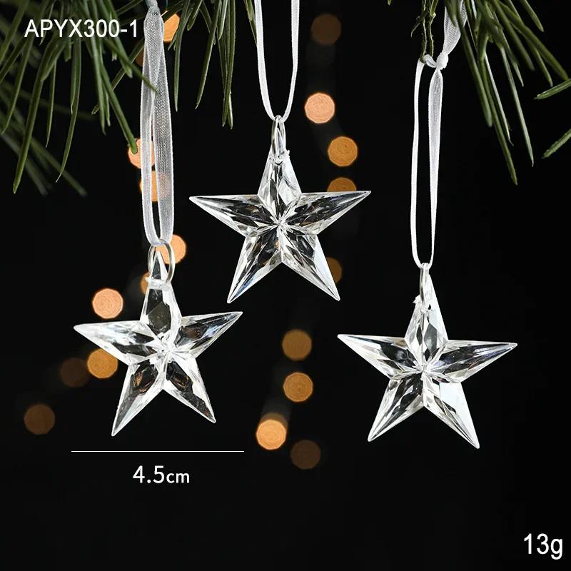 3pcs 2025 Christmas Decorations Christmas Transparent Snowflake Pendants Christmas Tree Home Decorations