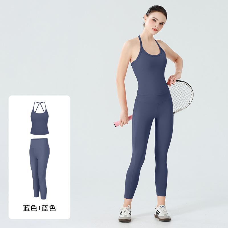 Cross-border Seamless Nude Yoga Fitness Set Women's Quick-drying Clothes, Small Tight Sports Underwear Set Two-piece Set