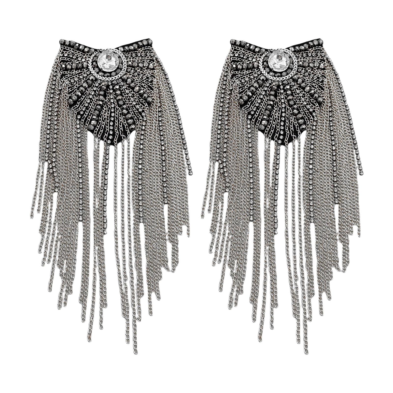 

Расшитые бисером наплечные эполеты Ручная работа Наплечные украшения Кисточки Эполеты Аксессуары для одежды Броши на плечи B серебряный