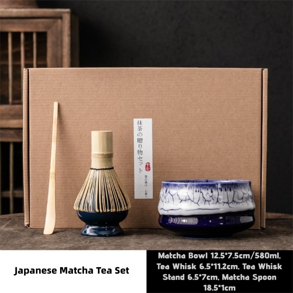 Traditional Bamboo Ceramic Japanese Matcha Tea Set Food Grade Reusable Matcha Whisk Set Safe Japanese Chasen