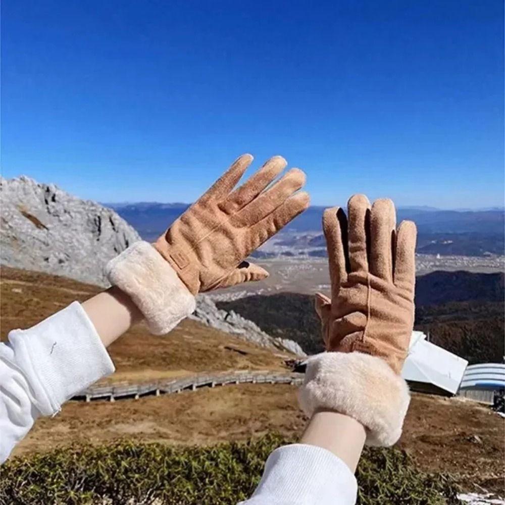 Furry Full Finger Mittens Windproof Winter Thermal Gloves Widely Used Warm Cycling Gloves  Riding