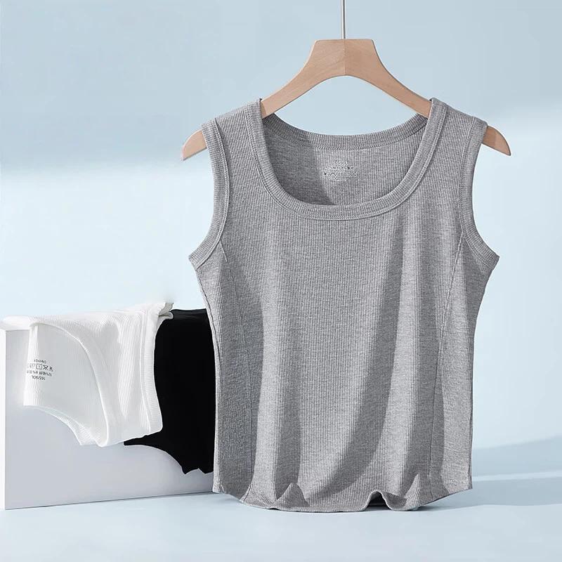 Yiershuang Women's Summer Thin Ribbed Slim Fit Tank Top