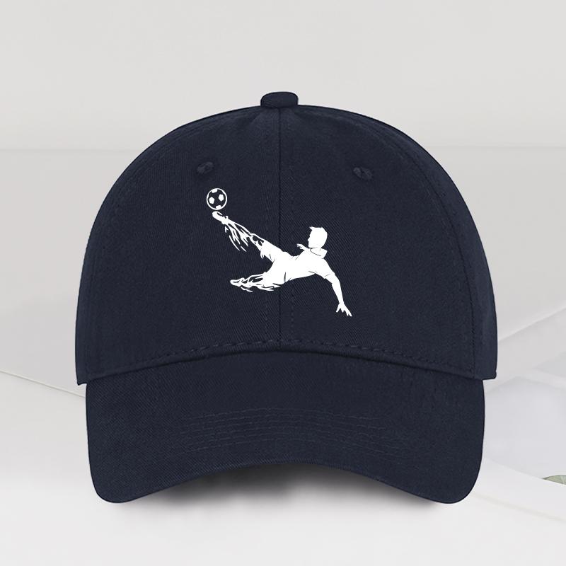 Soccer Bicycle Kick Print Baseball Cap Adjustable Unisex Football Fan Sun Hat