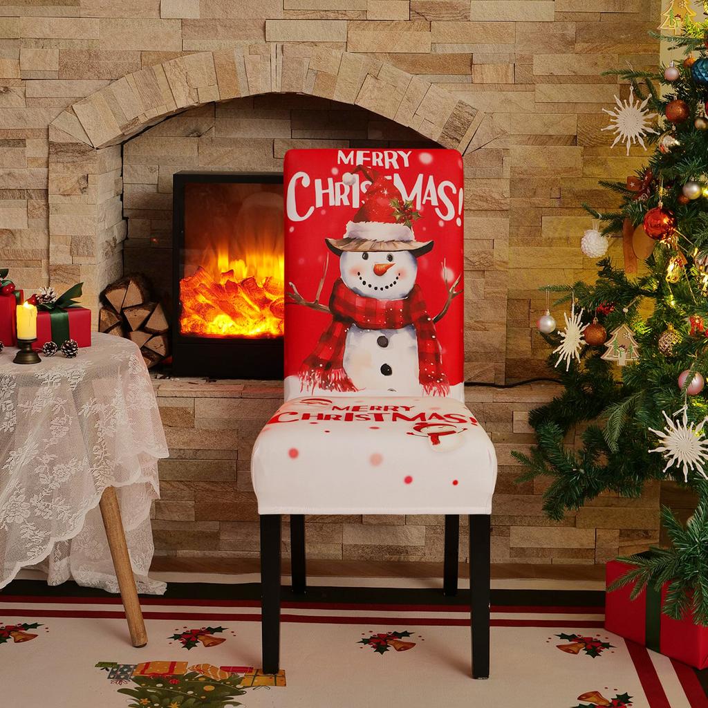 Stretch Print Christmas Chair Cover Christmas Chair Cover Decoration