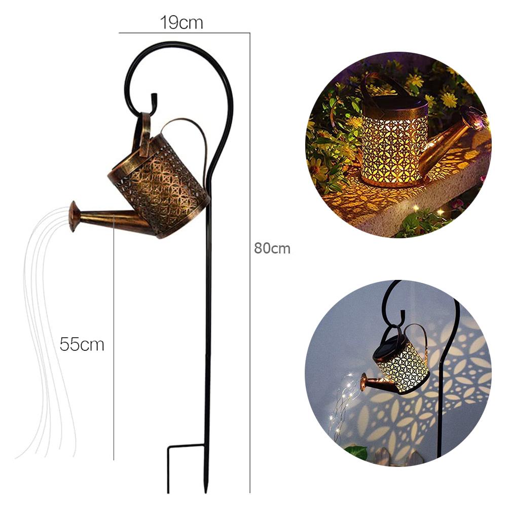 Solar-Gießkannenlichter, wasserdichte Außenduschlichter, LED-Feenlampe, hängende Retro-Metalllaterne für die Gartendekoration