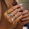 Tassels Rings Freshwater Pearls Flower Detail Stainless Steel Jewelry For Casual Or Formal Wear