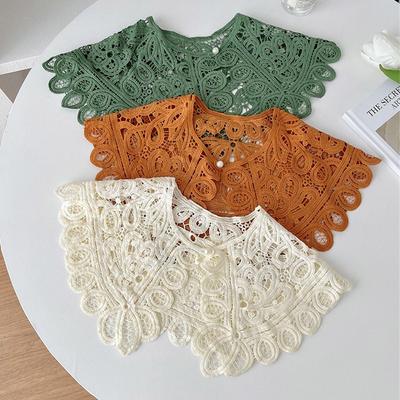 Solid Color Fake Collar Crochet Hollow Shawl Vintage Clothes Accessories  Women Ladies