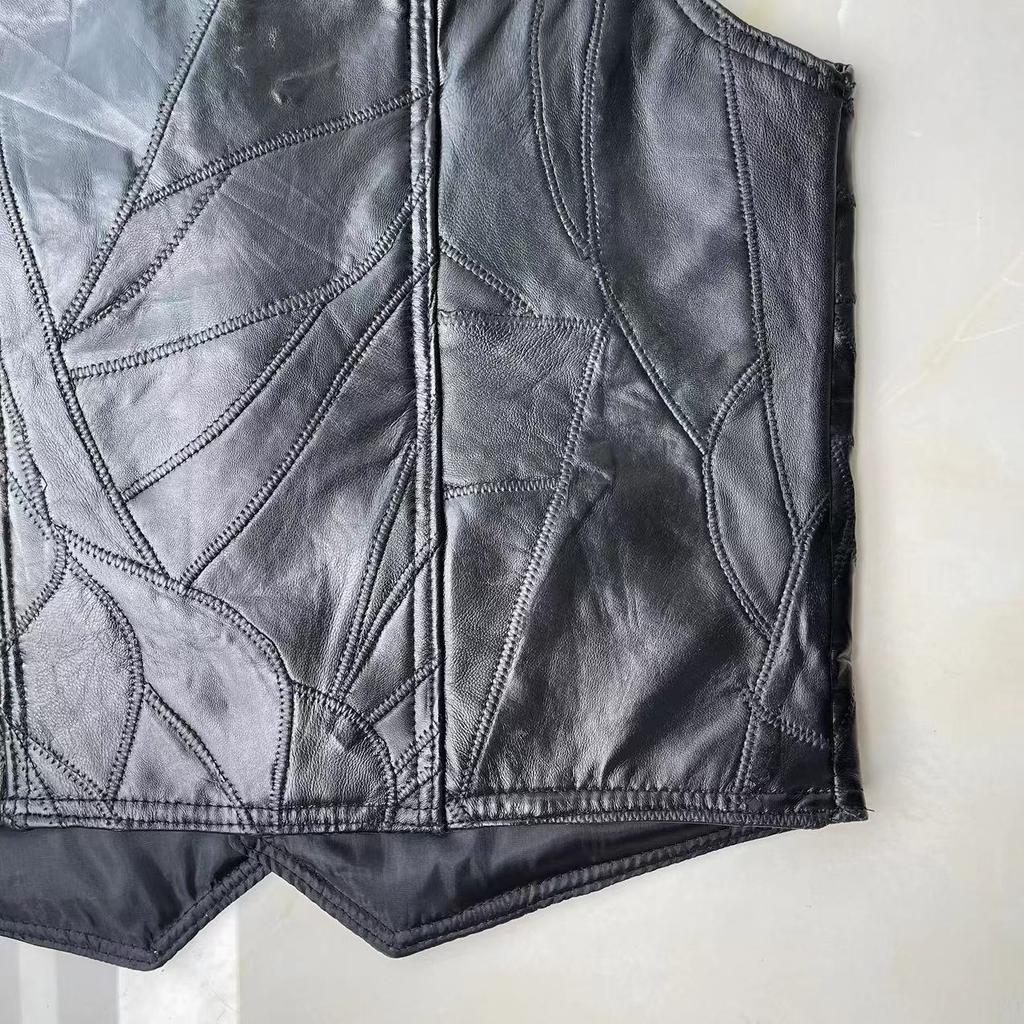 Classic vest, leather vest, men's suit vest, middle-aged and elderly spring, autumn and winter windproof leather vest