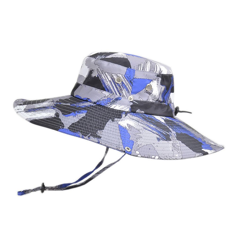 Men Summer Camouflage Sun Hat Big Brim Sunscreen Fisherman Hat For Outdoor Travel Fishing