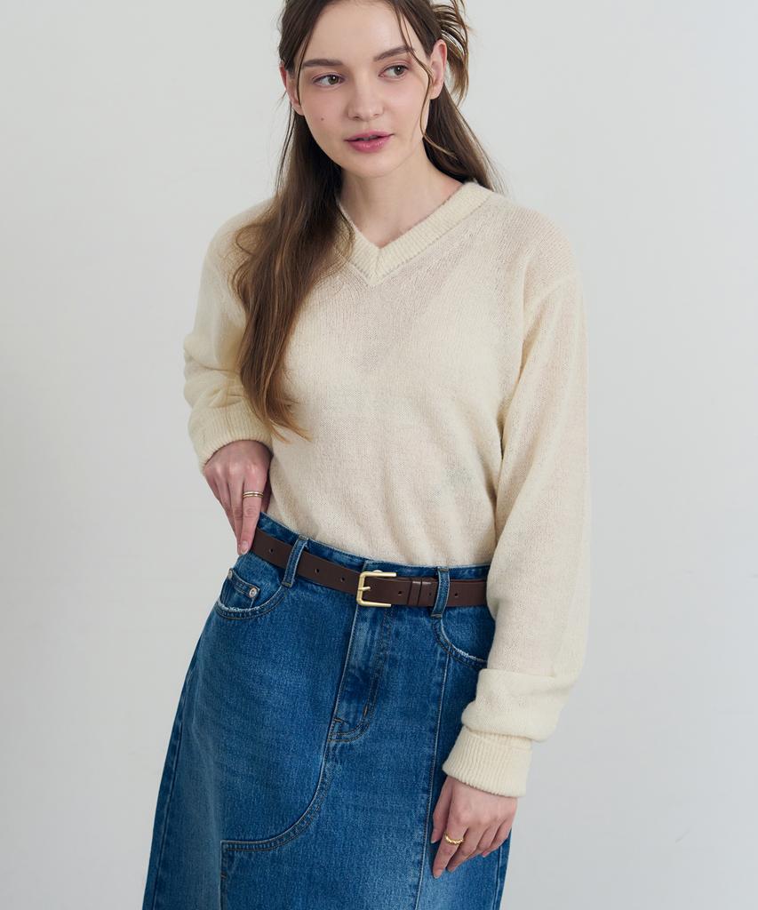 Deuloupisumeon Mohair V-Neck Sheer Knit [Black]